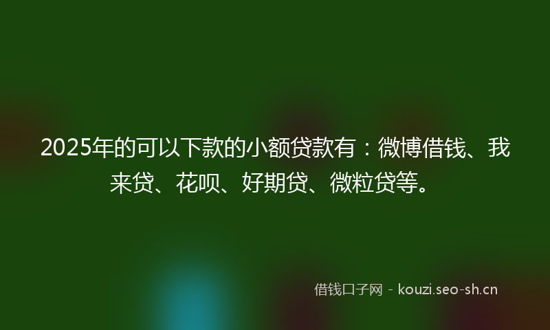 2025年的可以下款的小额贷款有：微博借钱、我来贷、花呗、好期贷、微粒贷等。