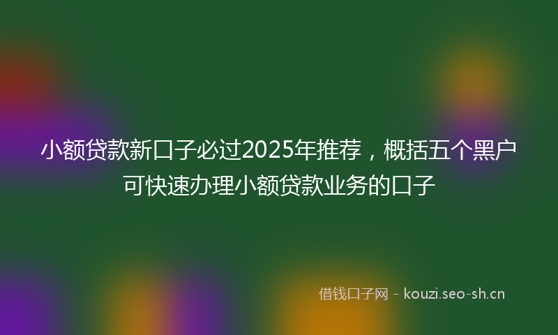 小额贷款新口子必过2025年推荐,概括五个黑户可快速办理小额贷款业务的口子