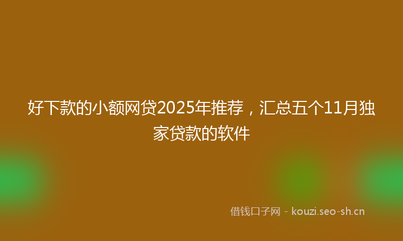 好下款的小额网贷2025年推荐，汇总五个11月独家贷款的软件