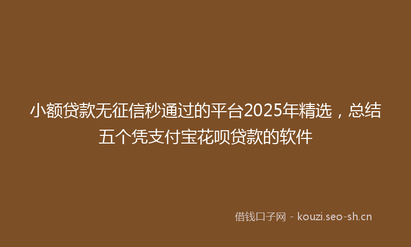 小额贷款无征信秒通过的平台2025年精选，总结五个凭支付宝花呗贷款的软件