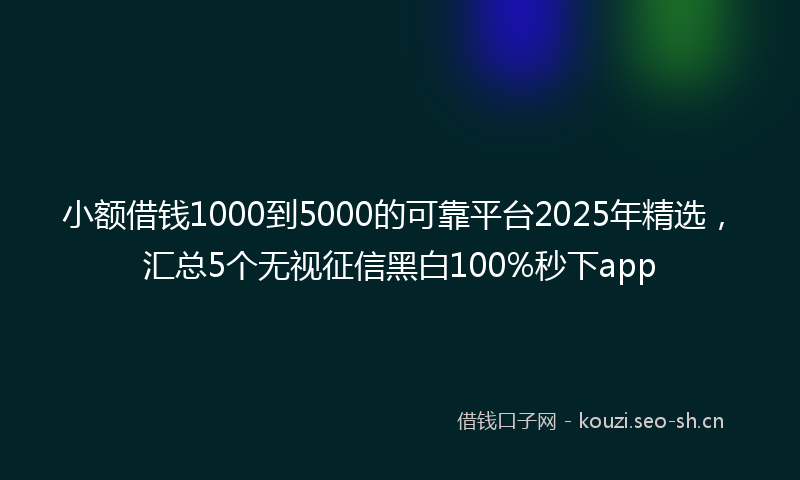 小额借钱1000到5000的可靠平台2025年精选,汇总5个无视征信黑白100%秒下app