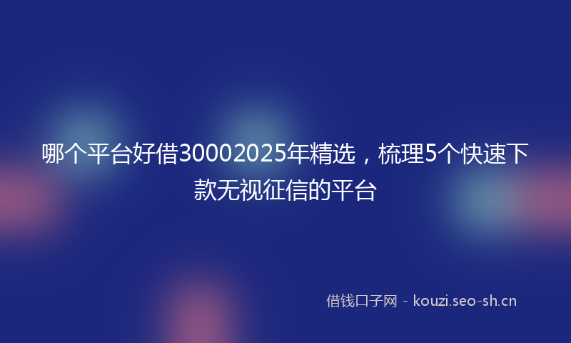 哪个平台好借30002025年精选，梳理5个快速下款无视征信的平台