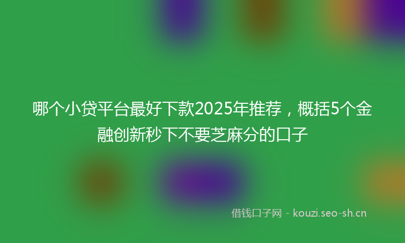 哪个小贷平台最好下款2025年推荐，概括5个金融创新秒下不要芝麻分的口子