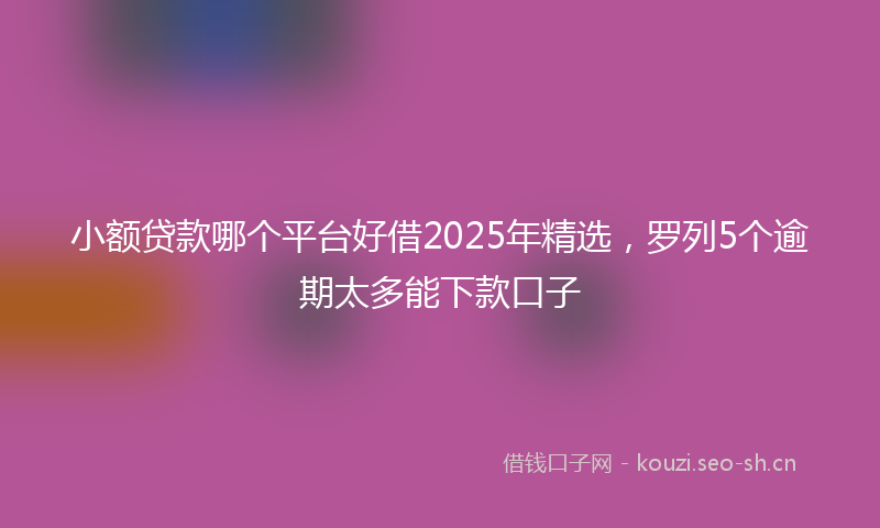 小额贷款哪个平台好借2025年精选，罗列5个逾期太多能下款口子