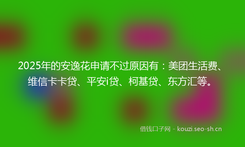 2025年的安逸花申请不过原因有：美团生活费、维信卡卡贷、平安i贷、柯基贷、东方汇等。