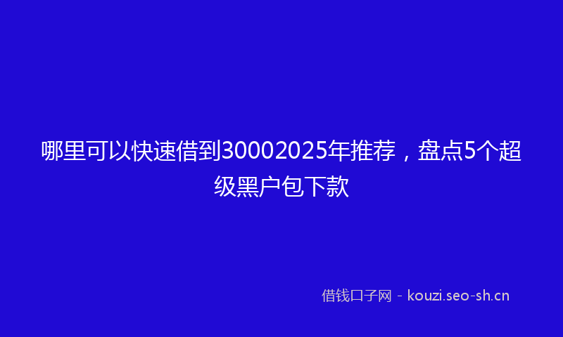 哪里可以快速借到30002025年推荐，盘点5个超级黑户包下款