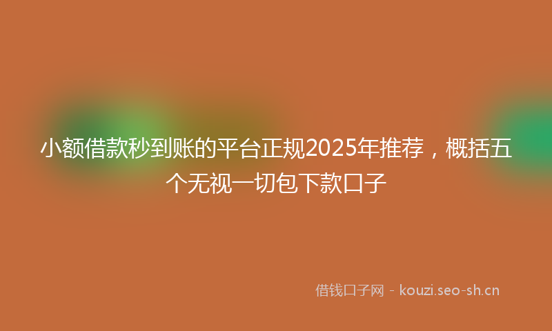 小额借款秒到账的平台正规2025年推荐，概括五个无视一切包下款口子