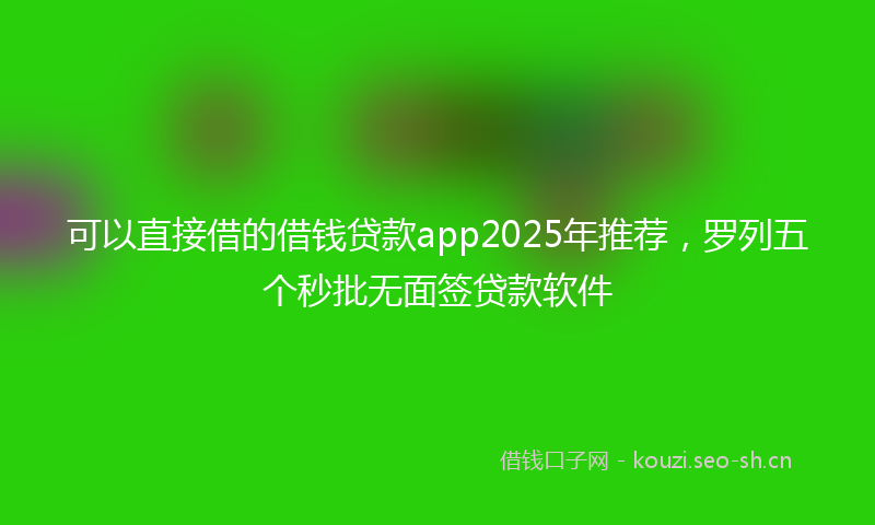 可以直接借的借钱贷款app2025年推荐，罗列五个秒批无面签贷款软件