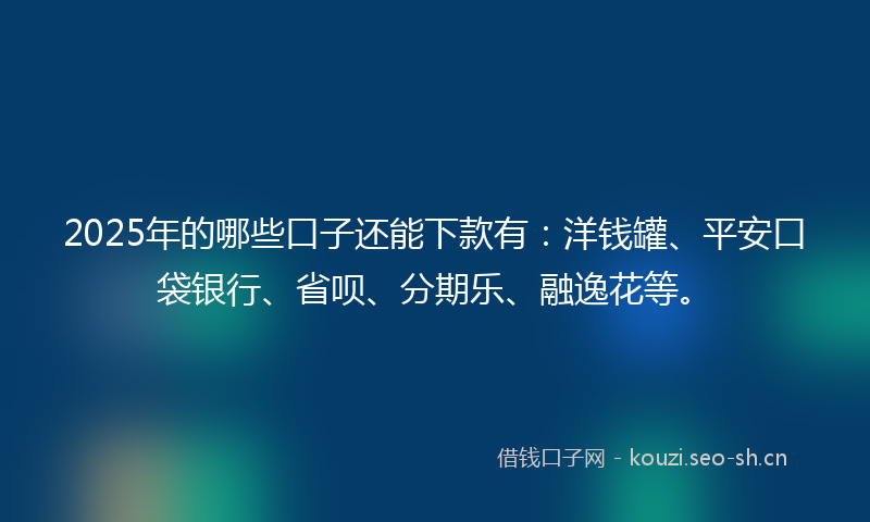 2025年的哪些口子还能下款有：洋钱罐、平安口袋银行、省呗、分期乐、融逸花等。