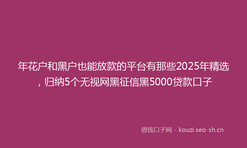 年花户和黑户也能放款的平台有那些2025年精选，归纳5个无视网黑征信黑5000贷款口子