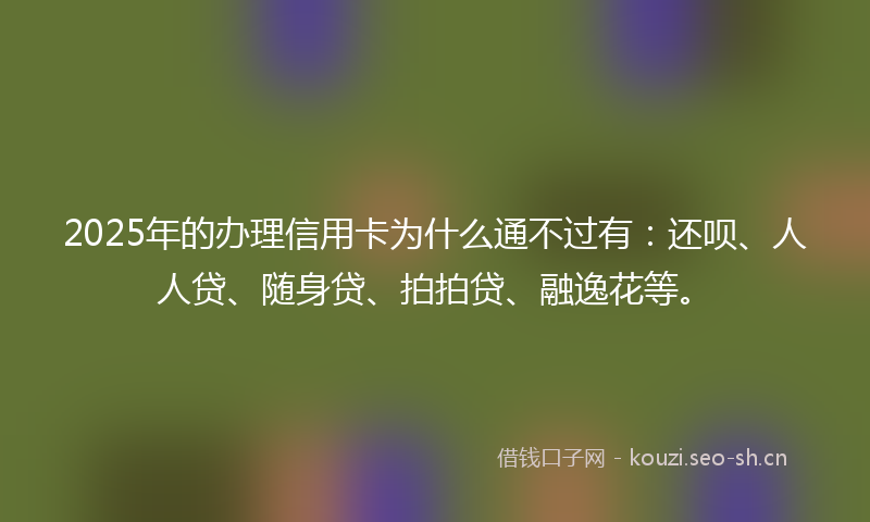 2025年的办理信用卡为什么通不过有：还呗、人人贷、随身贷、拍拍贷、融逸花等。