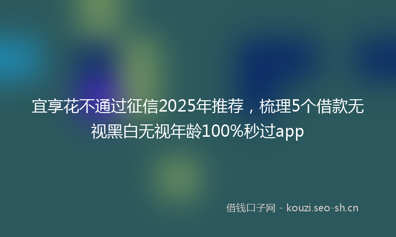 宜享花不通过征信2025年推荐，梳理5个借款无视黑白无视年龄100%秒过app