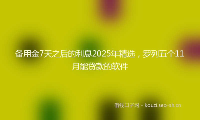 备用金7天之后的利息2025年精选，罗列五个11月能贷款的软件