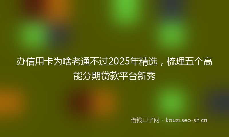 办信用卡为啥老通不过2025年精选，梳理五个高能分期贷款平台新秀