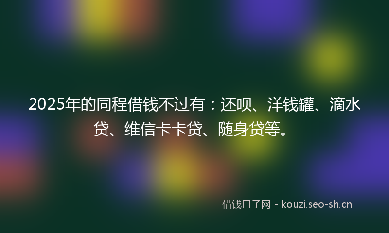 2025年的同程借钱不过有：还呗、洋钱罐、滴水贷、维信卡卡贷、随身贷等。