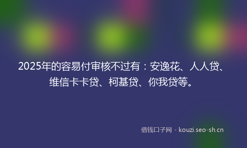 2025年的容易付审核不过有：安逸花、人人贷、维信卡卡贷、柯基贷、你我贷等。