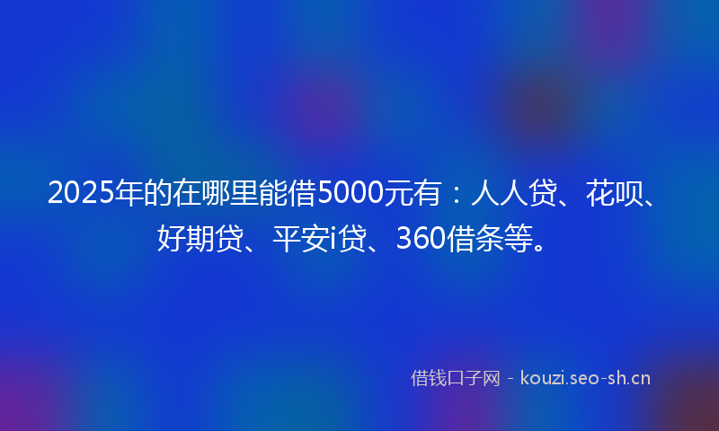 2025年的在哪里能借5000元有：人人贷、花呗、好期贷、平安i贷、360借条等。