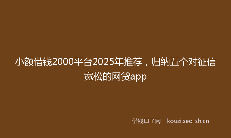 小额借钱2000平台2025年推荐，归纳五个对征信宽松的网贷app