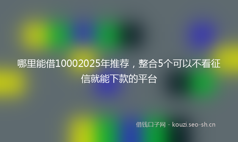 哪里能借10002025年推荐，整合5个可以不看征信就能下款的平台
