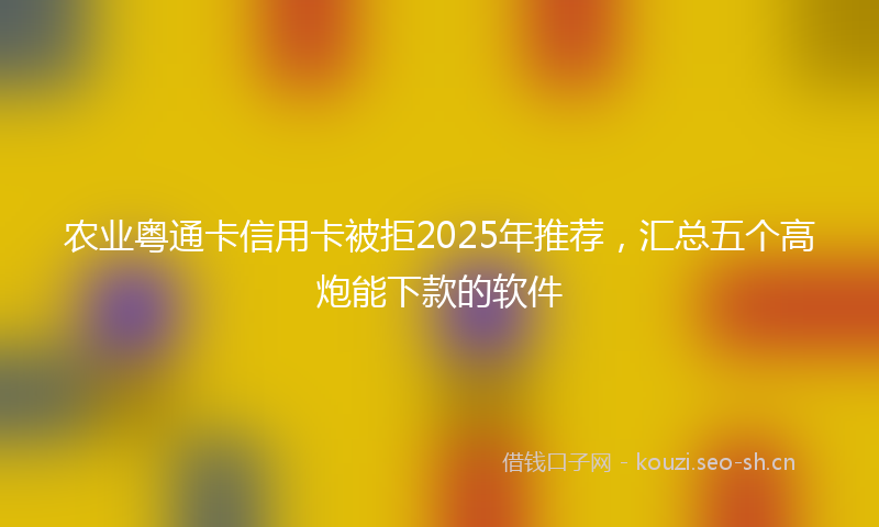 农业粤通卡信用卡被拒2025年推荐，汇总五个高炮能下款的软件