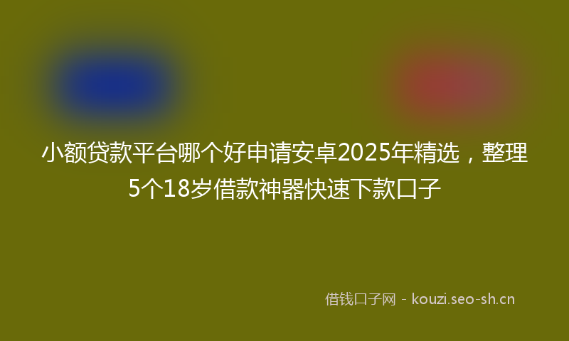 小额贷款平台哪个好申请安卓2025年精选，整理5个18岁借款神器快速下款口子