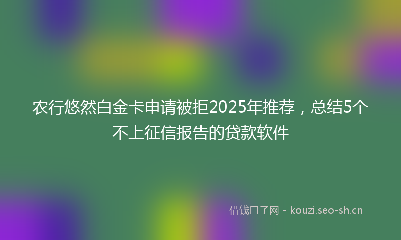 农行悠然白金卡申请被拒2025年推荐，总结5个不上征信报告的贷款软件