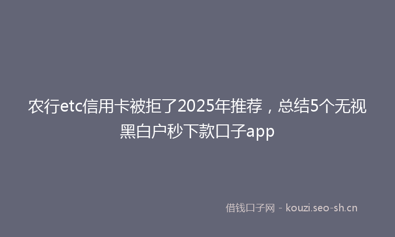 农行etc信用卡被拒了2025年推荐，总结5个无视黑白户秒下款口子app