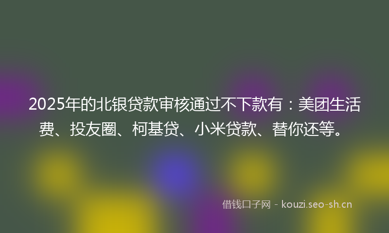 2025年的北银贷款审核通过不下款有：美团生活费、投友圈、柯基贷、小米贷款、替你还等。