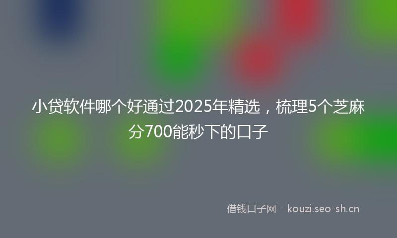 小贷软件哪个好通过2025年精选，梳理5个芝麻分700能秒下的口子