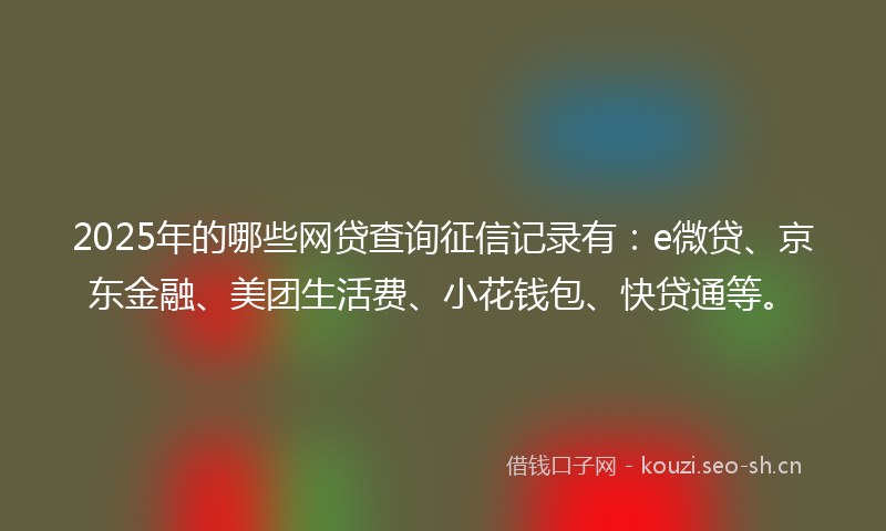 2025年的哪些网贷查询征信记录有：e微贷、京东金融、美团生活费、小花钱包、快贷通等。