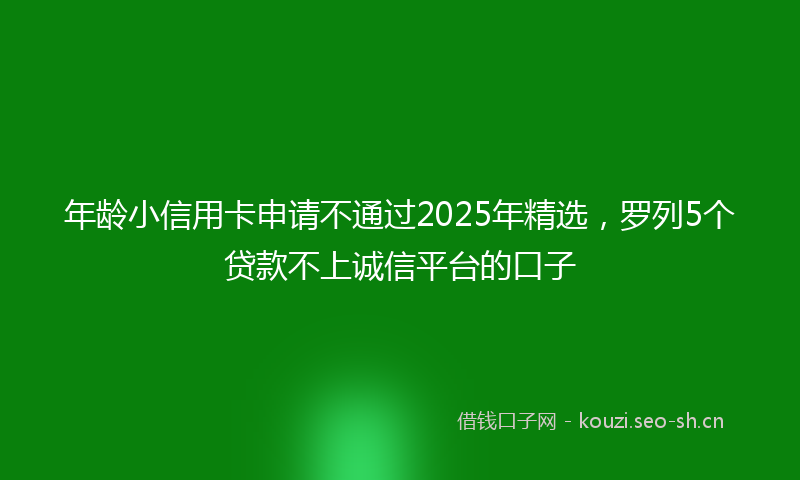 年龄小信用卡申请不通过2025年精选，罗列5个贷款不上诚信平台的口子