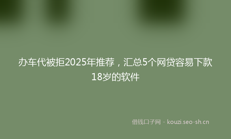 办车代被拒2025年推荐，汇总5个网贷容易下款18岁的软件