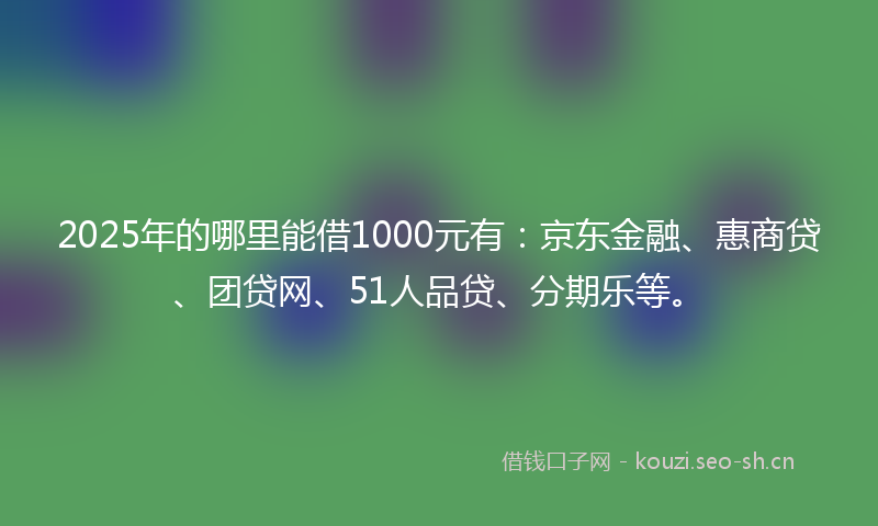 2025年的哪里能借1000元有：京东金融、惠商贷、团贷网、51人品贷、分期乐等。