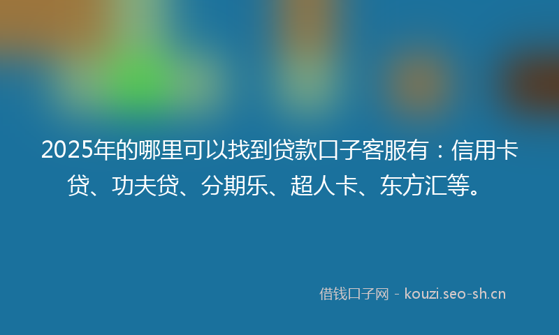 2025年的哪里可以找到贷款口子客服有：信用卡贷、功夫贷、分期乐、超人卡、东方汇等。