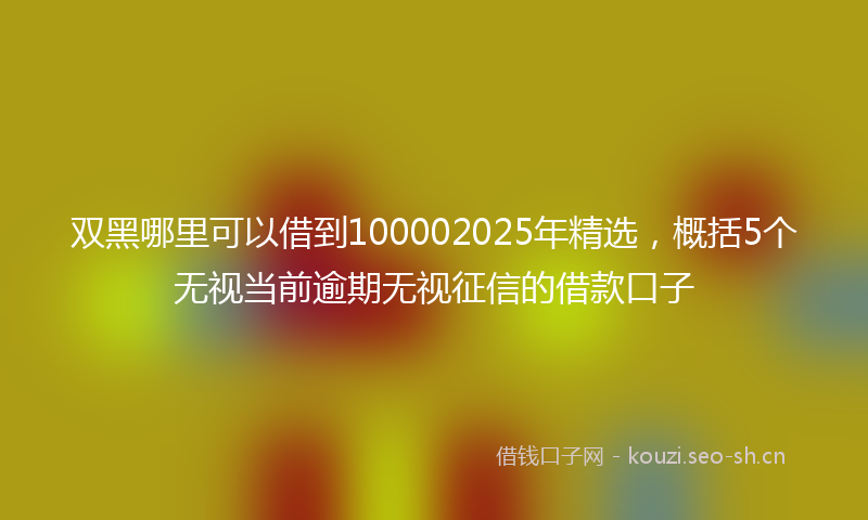 双黑哪里可以借到100002025年精选，概括5个无视当前逾期无视征信的借款口子
