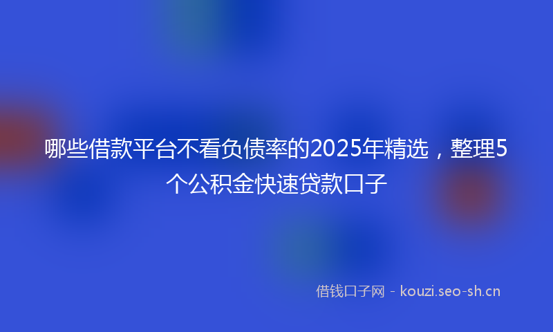 哪些借款平台不看负债率的2025年精选，整理5个公积金快速贷款口子