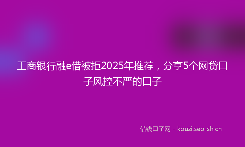 工商银行融e借被拒2025年推荐，分享5个网贷口子风控不严的口子