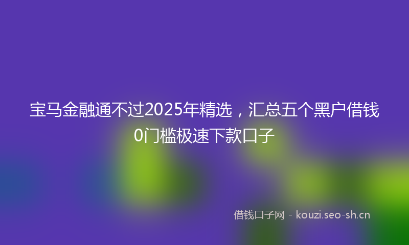 宝马金融通不过2025年精选，汇总五个黑户借钱0门槛极速下款口子