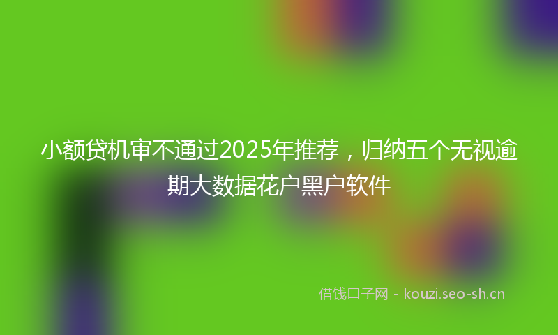 小额贷机审不通过2025年推荐，归纳五个无视逾期大数据花户黑户软件
