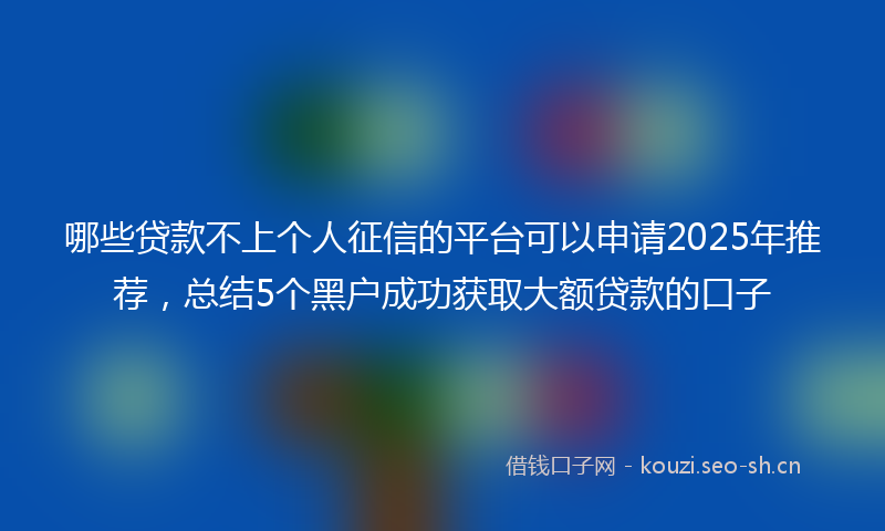 哪些贷款不上个人征信的平台可以申请2025年推荐，总结5个黑户成功获取大额贷款的口子