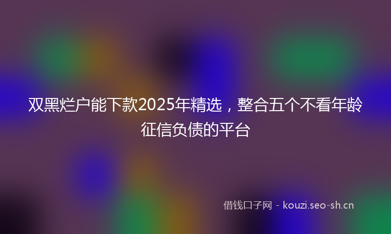 双黑烂户能下款2025年精选，整合五个不看年龄征信负债的平台