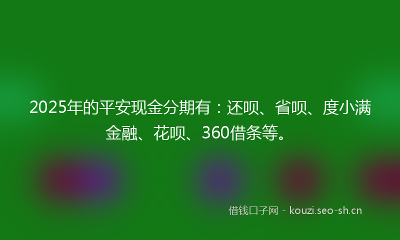 2025年的平安现金分期有：还呗、省呗、度小满金融、花呗、360借条等。