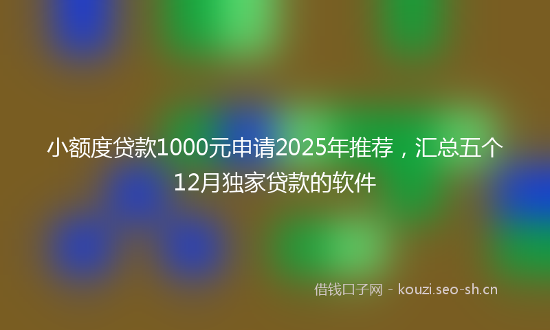小额度贷款1000元申请2025年推荐，汇总五个12月独家贷款的软件