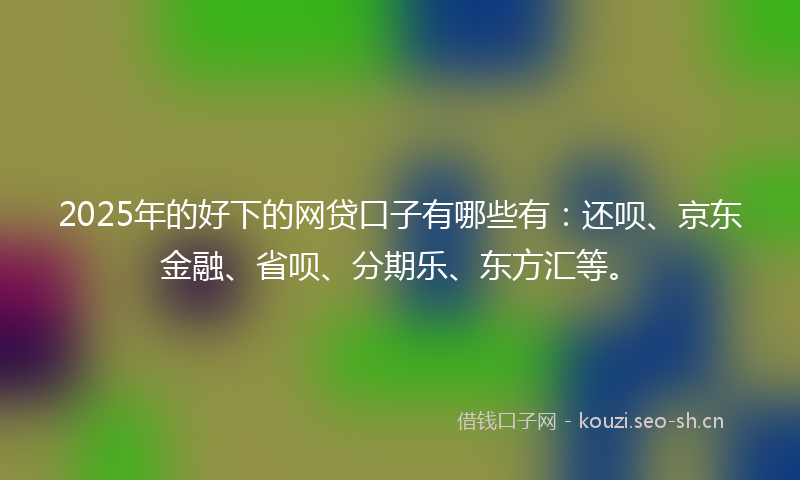 2025年的好下的网贷口子有哪些有：还呗、京东金融、省呗、分期乐、东方汇等。
