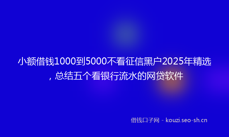小额借钱1000到5000不看征信黑户2025年精选，总结五个看银行流水的网贷软件