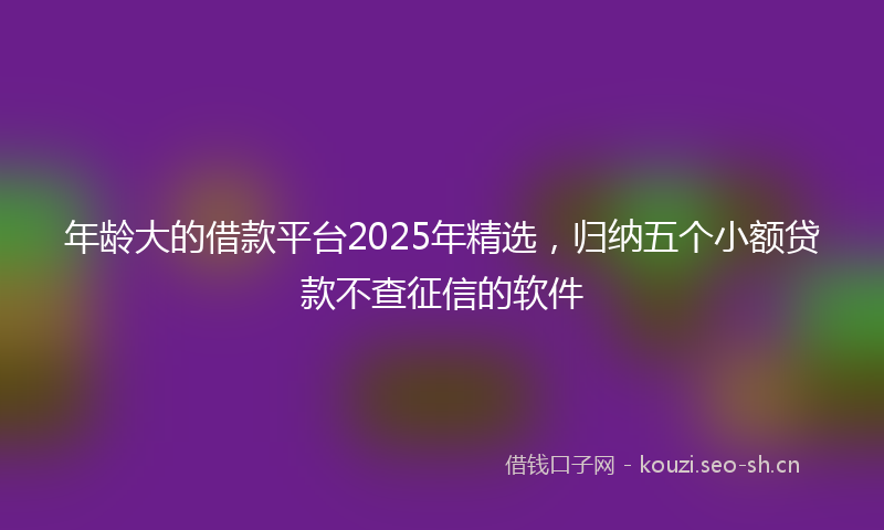 年龄大的借款平台2025年精选，归纳五个小额贷款不查征信的软件