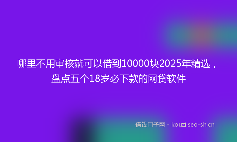 哪里不用审核就可以借到10000块2025年精选，盘点五个18岁必下款的网贷软件