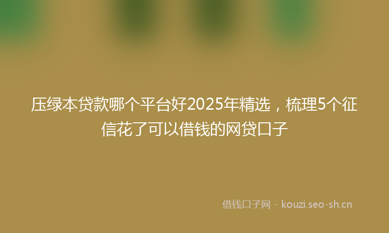 压绿本贷款哪个平台好2025年精选，梳理5个征信花了可以借钱的网贷口子