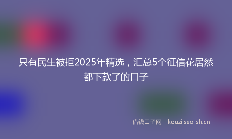 只有民生被拒2025年精选，汇总5个征信花居然都下款了的口子