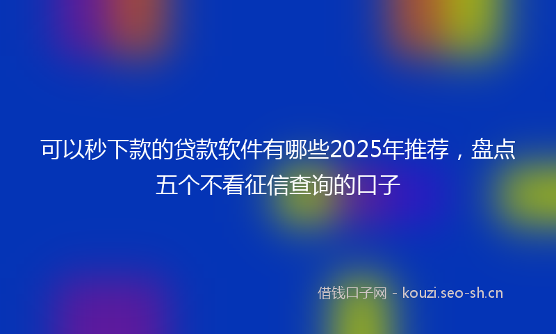 可以秒下款的贷款软件有哪些2025年推荐，盘点五个不看征信查询的口子
